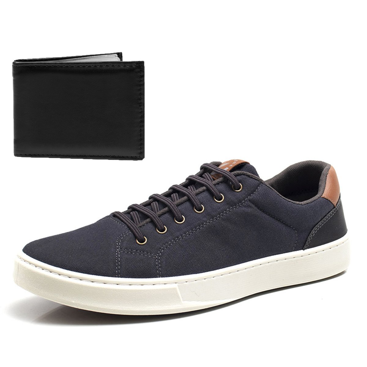Sapatenis Masculino Lona Com Carteira Bredeni Cadarco Macio Dia a Dia Conforto Azul Marinho 2