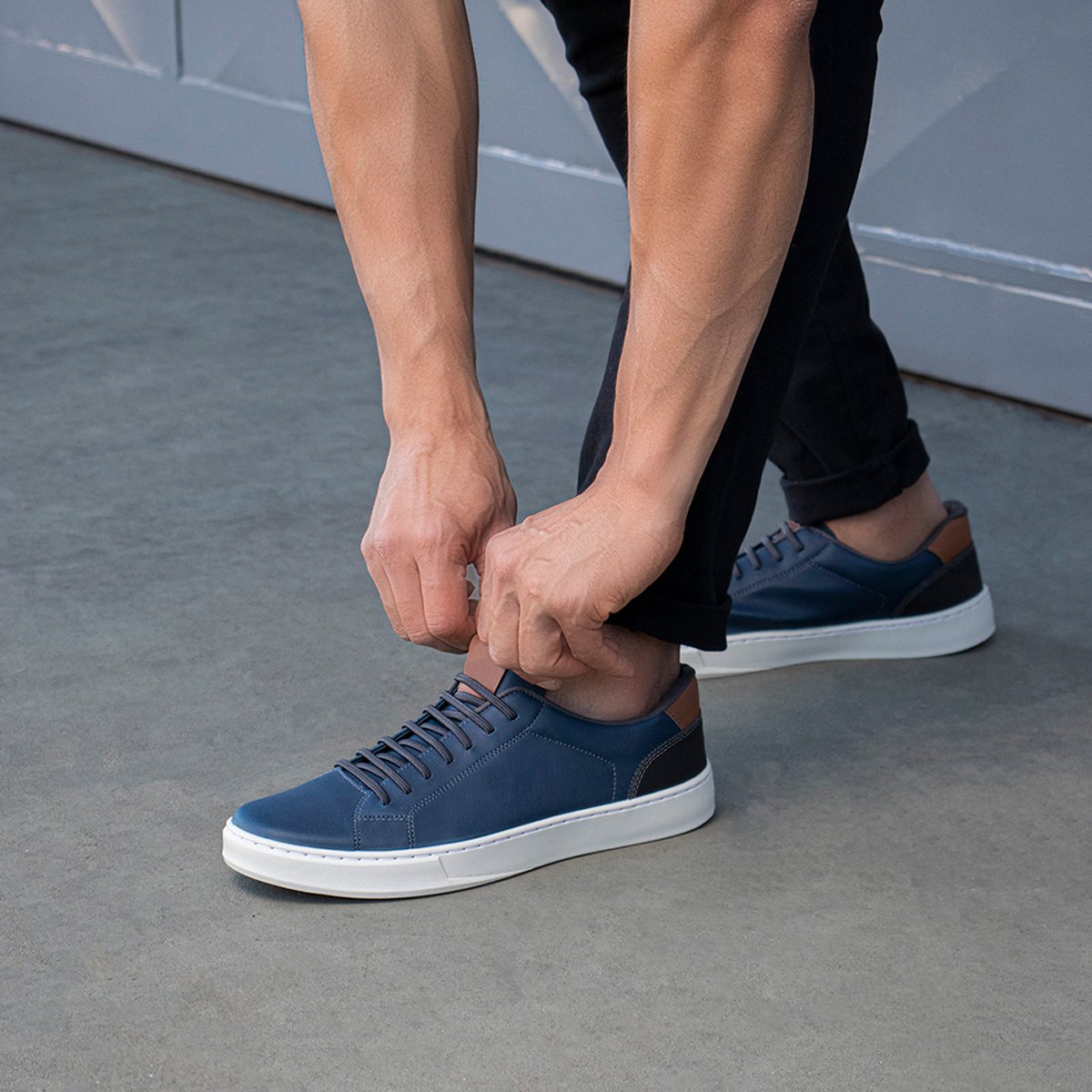 Sapatenis Casual Masculino Bredeni Com Cadarco Dia a Dia Confortavel Azul Marinho 5