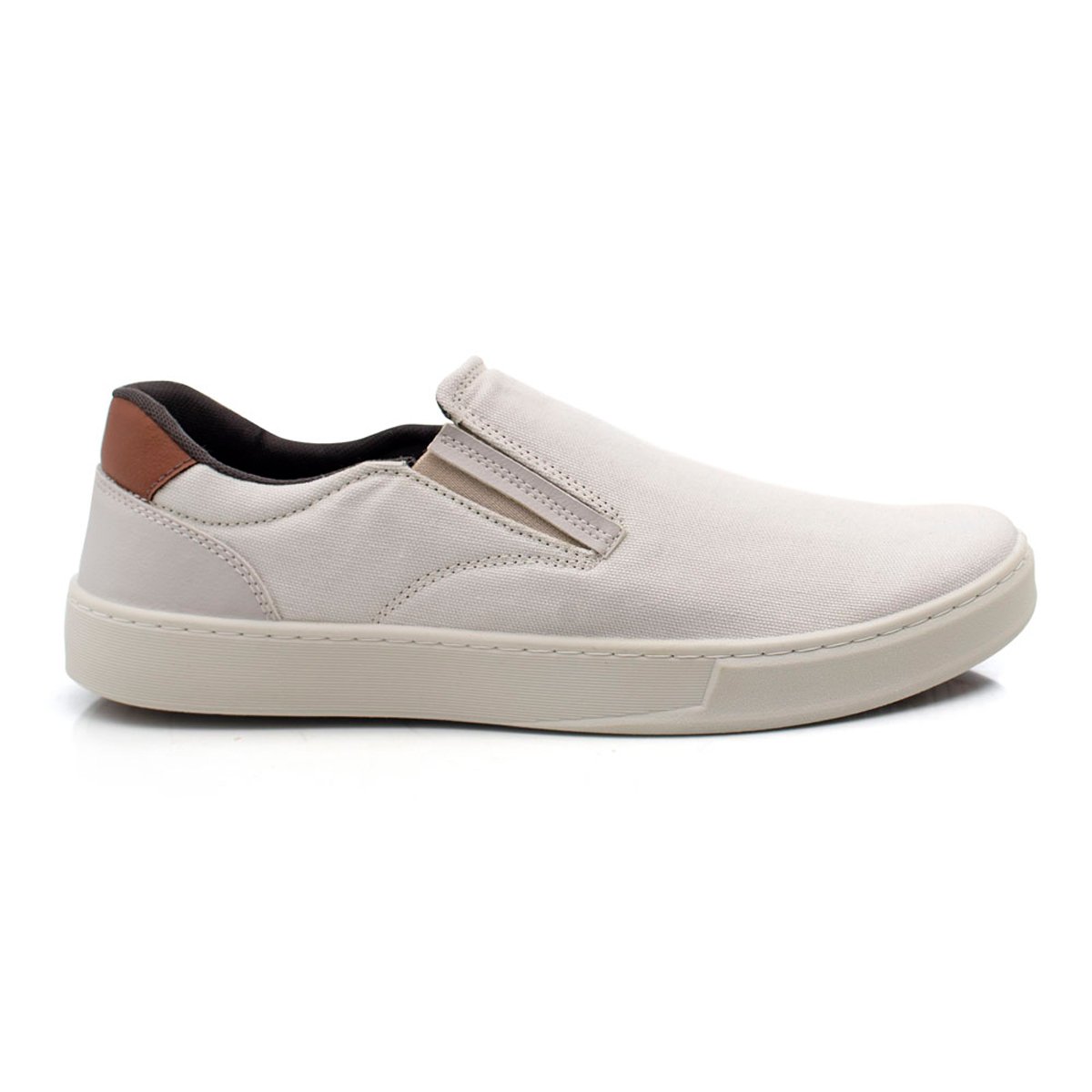 Sapatenis Slip on Masculino Bredeni Leve Confortavel Moderno Dia Dia Bege 2