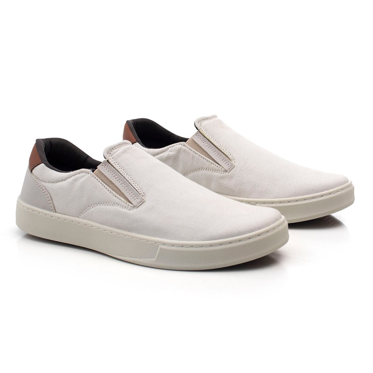 Sapatenis Slip on Masculino Bredeni Leve Confortavel Moderno Dia Dia Bege 3