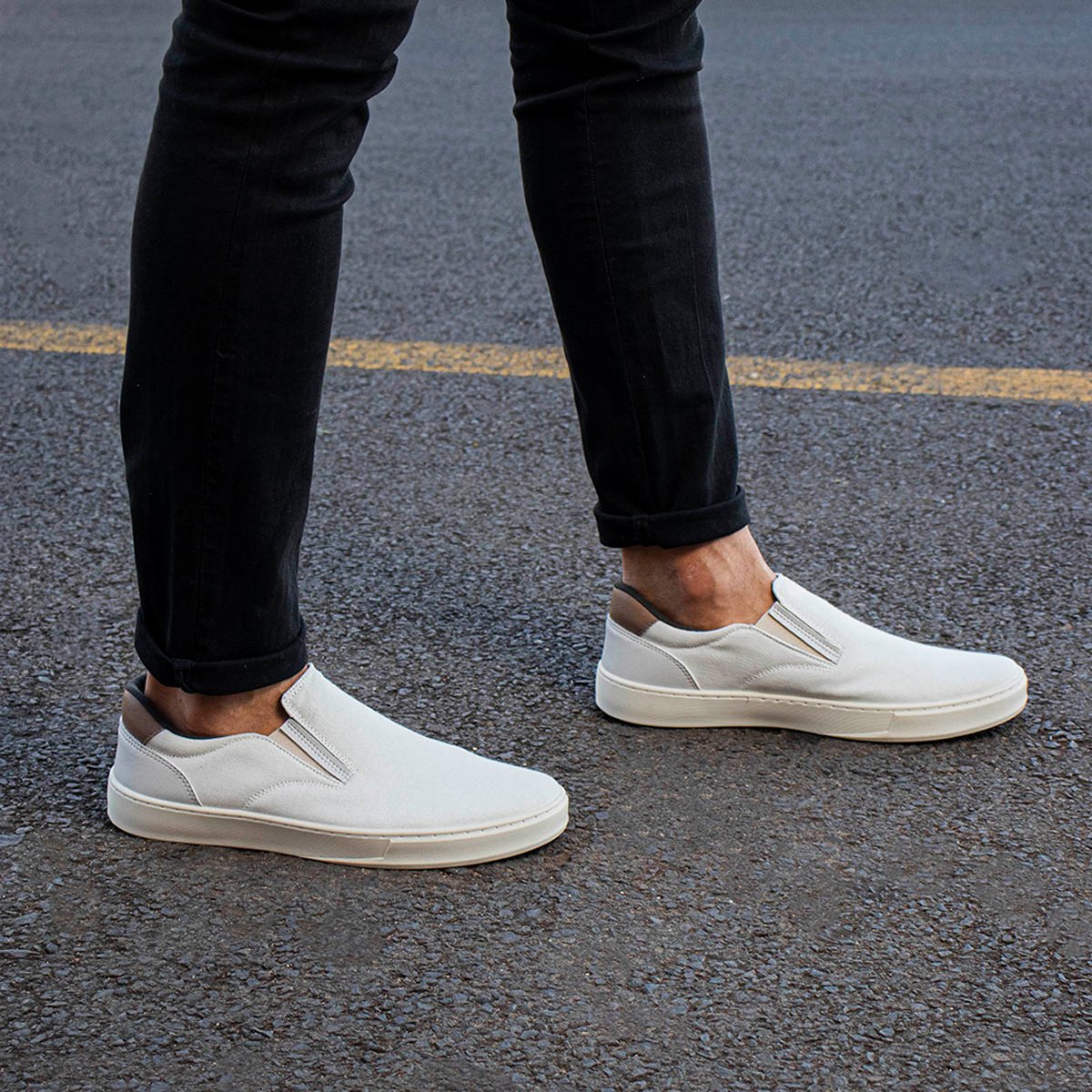 Sapatenis Slip on Masculino Bredeni Leve Confortavel Moderno Dia Dia Bege 6