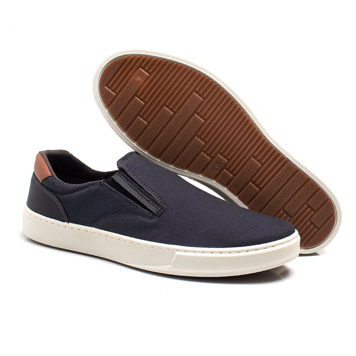 Sapatenis Slip on Masculino Com Carteira Leve Confortavel Moderno Dia Dia Azul Marinho 4