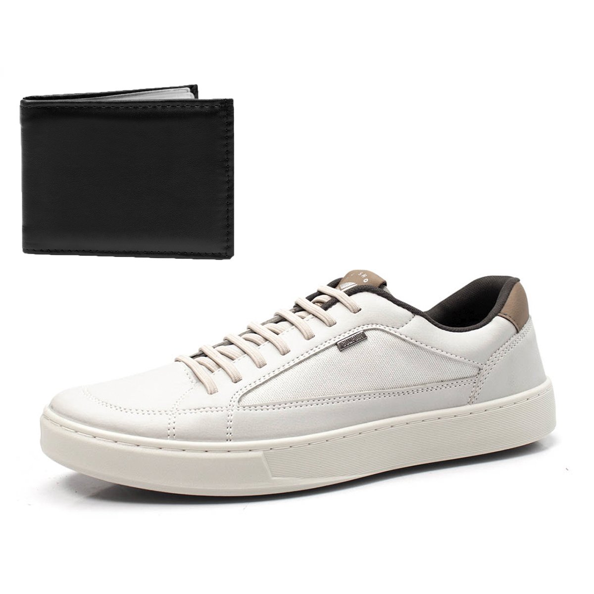 Sapatenis Casual Masculino Bredeni Com Carteira Conforto Dia a Dia Macio Versatil Branco 2