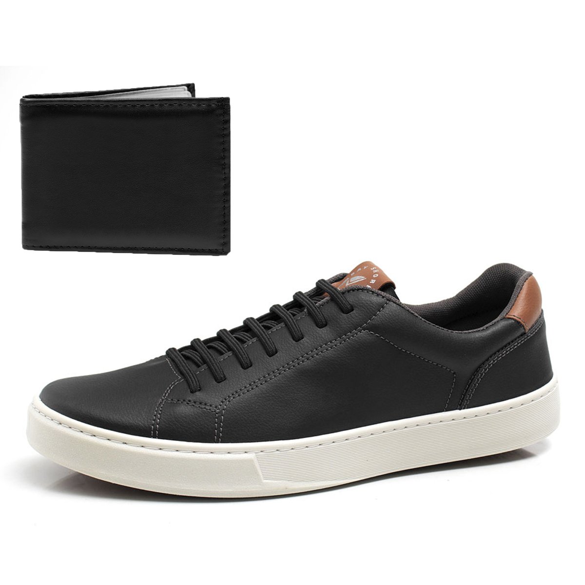 Sapatenis Casual Masculino Com Carteira Bredeni Tenis Conforto Macio Estilo Verao Preto 2