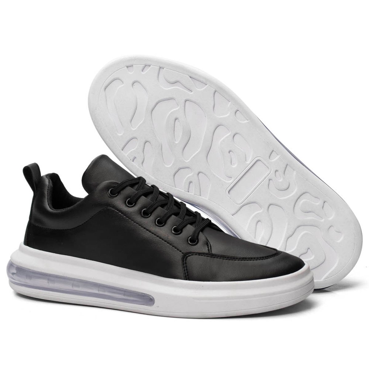 Tenis Masculino Casual Bredeni Caminhada Bolha Ar Confort Preto 5