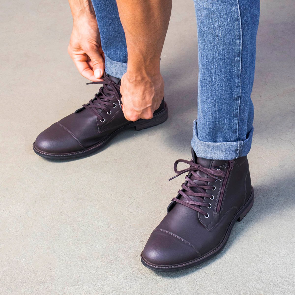 Bota Bredeni Masculina Casual Coturno Cano Baixo Confortavel Com Ziper Marrom 5