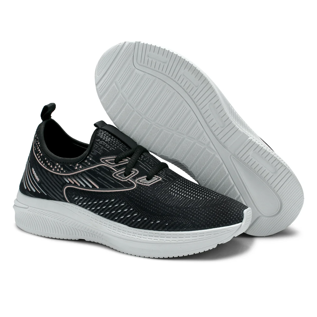 Tenis Feminino Bredeni Caminhada Academia Macio Confortavel Treino Dia A Dia Preto/Rosa 4