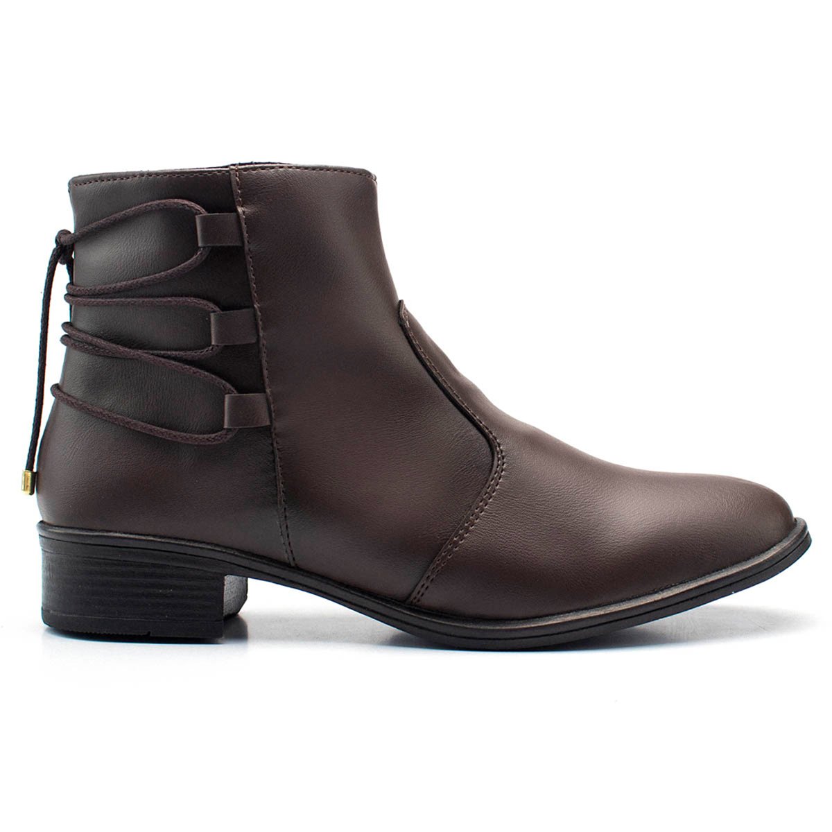 Bota Feminina Casual Bredeni Cano Curto Salto Baixo Bloco Grosso Ziper Confortavel Leve