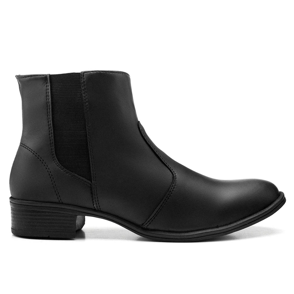 Bota Feminina Casual Bredeni Cano Curto Salto Baixo Bloco Grosso Confortavel Leve Ziper Elastico