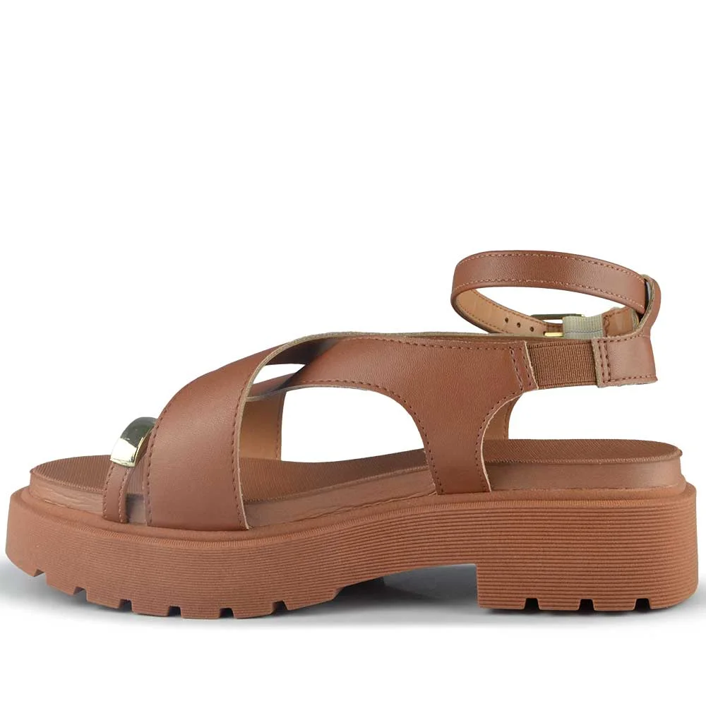 Sandália Flatform Vizzano Feminina Tratorada 6499.122 Marrom 3