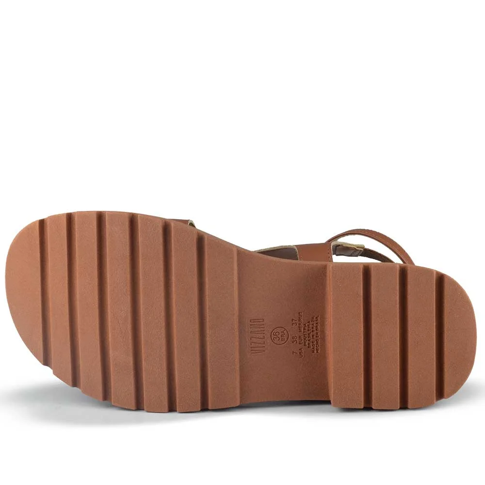 Sandália Flatform Vizzano Feminina Tratorada 6499.122 Marrom 5