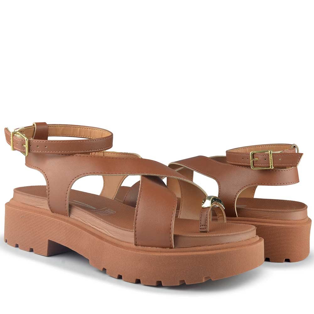 Sandália Flatform Vizzano Feminina Tratorada 6499.122 Marrom 6