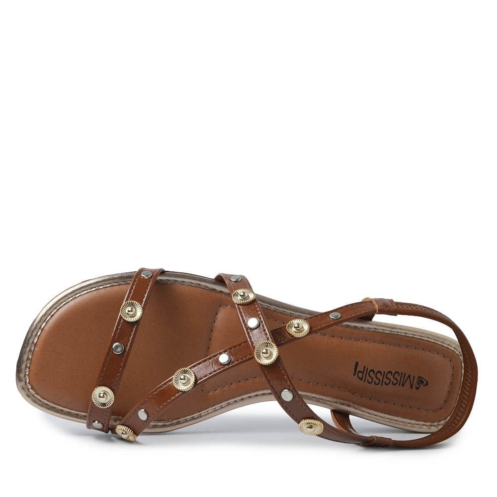 Sandália Rasteira Mississipi Feminina JO652 Marrom 4