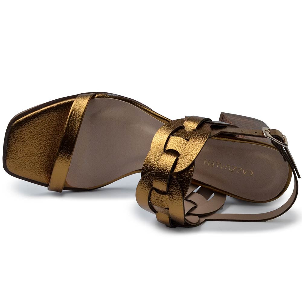 Sandália Cazzualen Feminina Salto Bloco 982.8869 Bronze 4