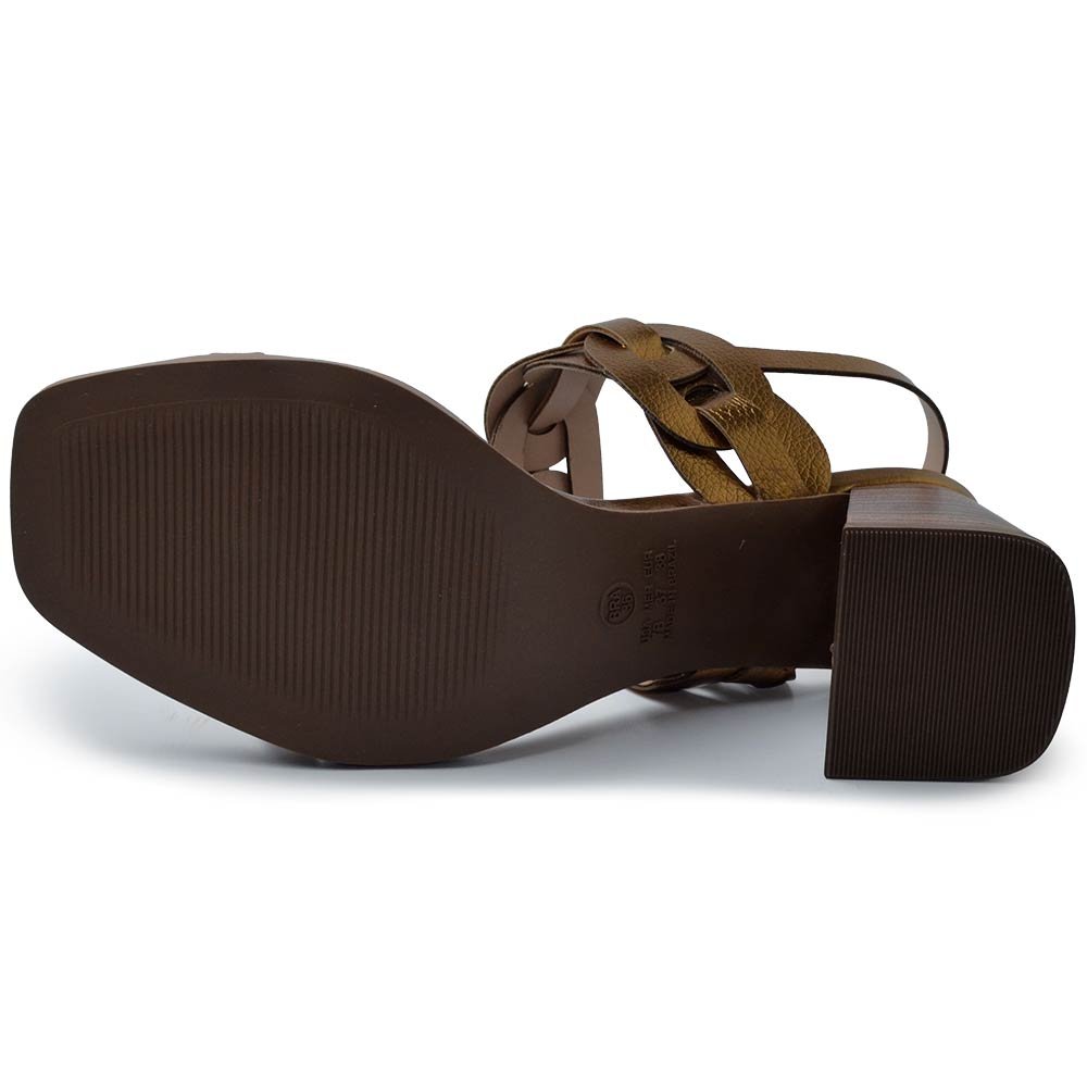 Sandália Cazzualen Feminina Salto Bloco 982.8869 Bronze 5