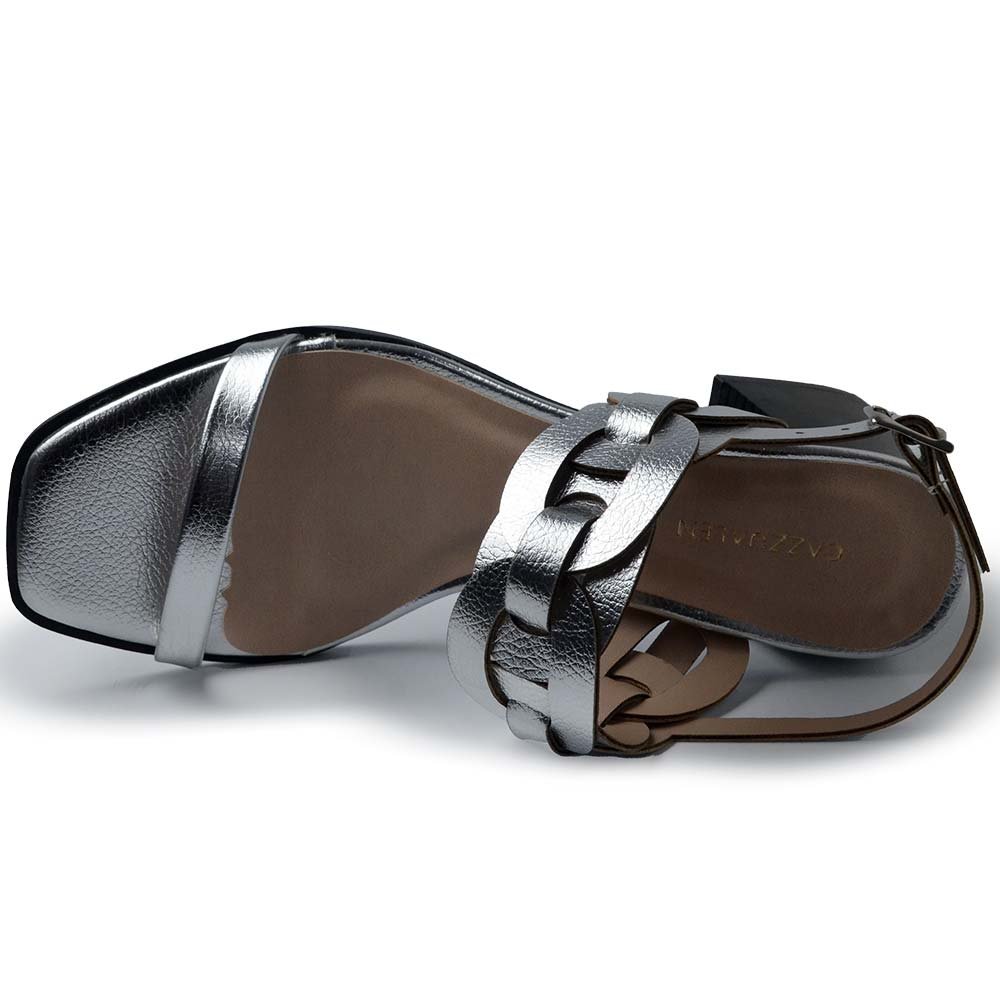 Sandália Cazzualen Feminina Salto Bloco 982.8869 Prata 4