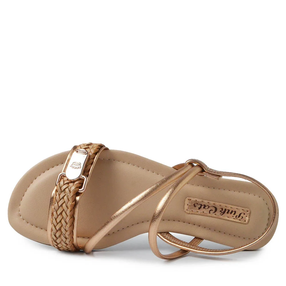 Sandália Rasteira Infantil Pink Cats Feminina V4871 Rose Gold 4