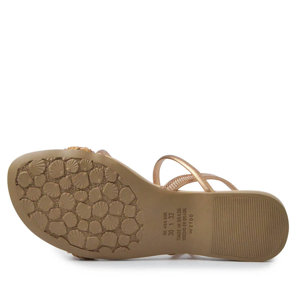 Sandália Rasteira Infantil Pink Cats Feminina V4871 Rose Gold 5