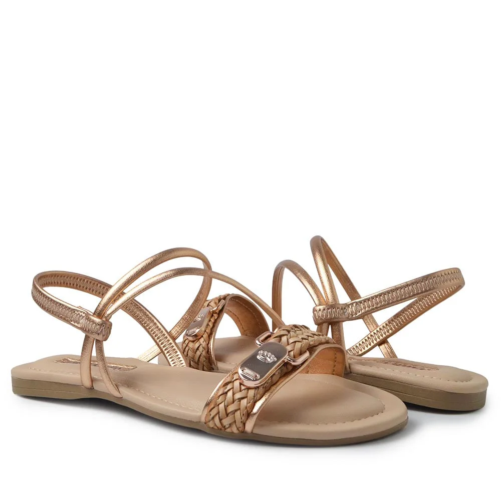 Sandália Rasteira Infantil Pink Cats Feminina V4871 Rose Gold 6