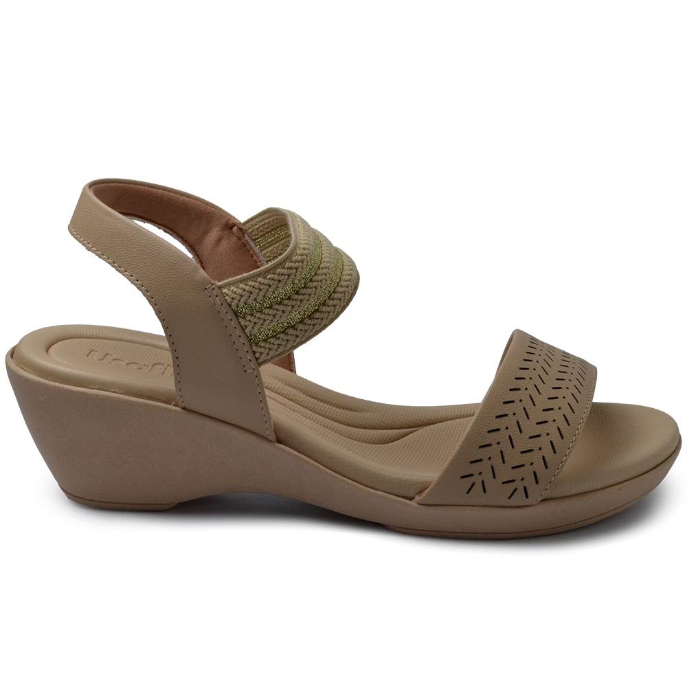 Sandália Anabela Usaflex Feminina PA01003 Bege 6