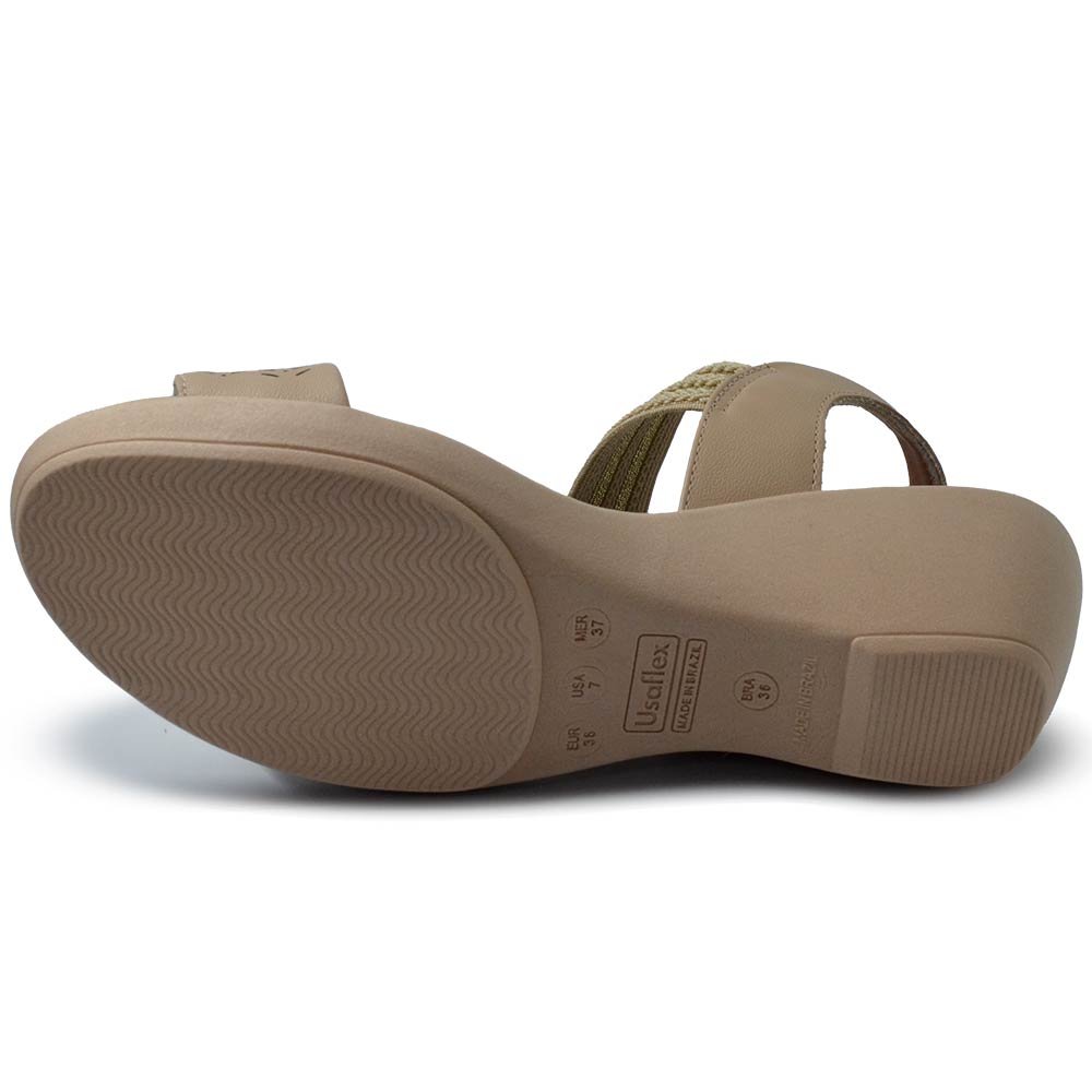 Sandália Anabela Usaflex Feminina PA01003 Bege 4