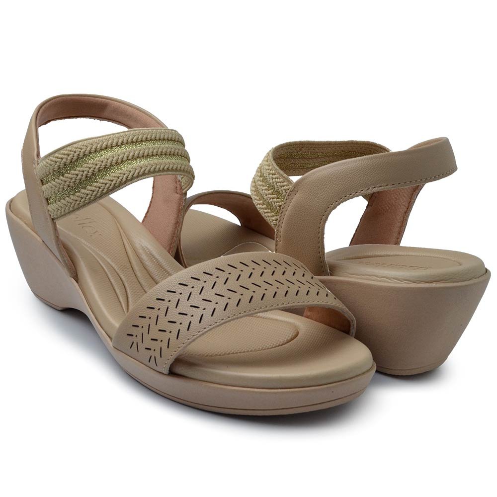 Sandália Anabela Usaflex Feminina PA01003 Bege 5