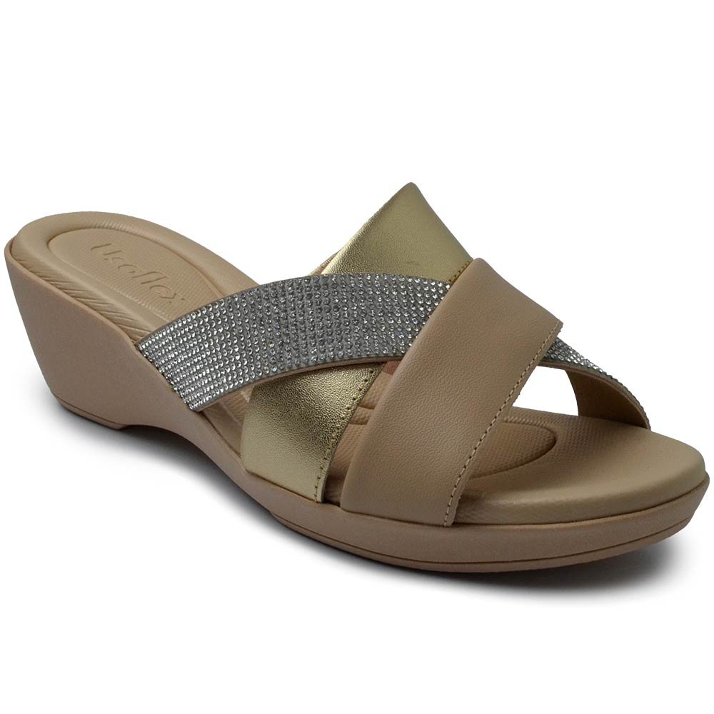 Tamanco Usaflex Feminino PA01002 Dourado 2