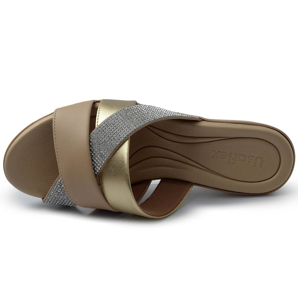 Tamanco Usaflex Feminino PA01002 Dourado 4