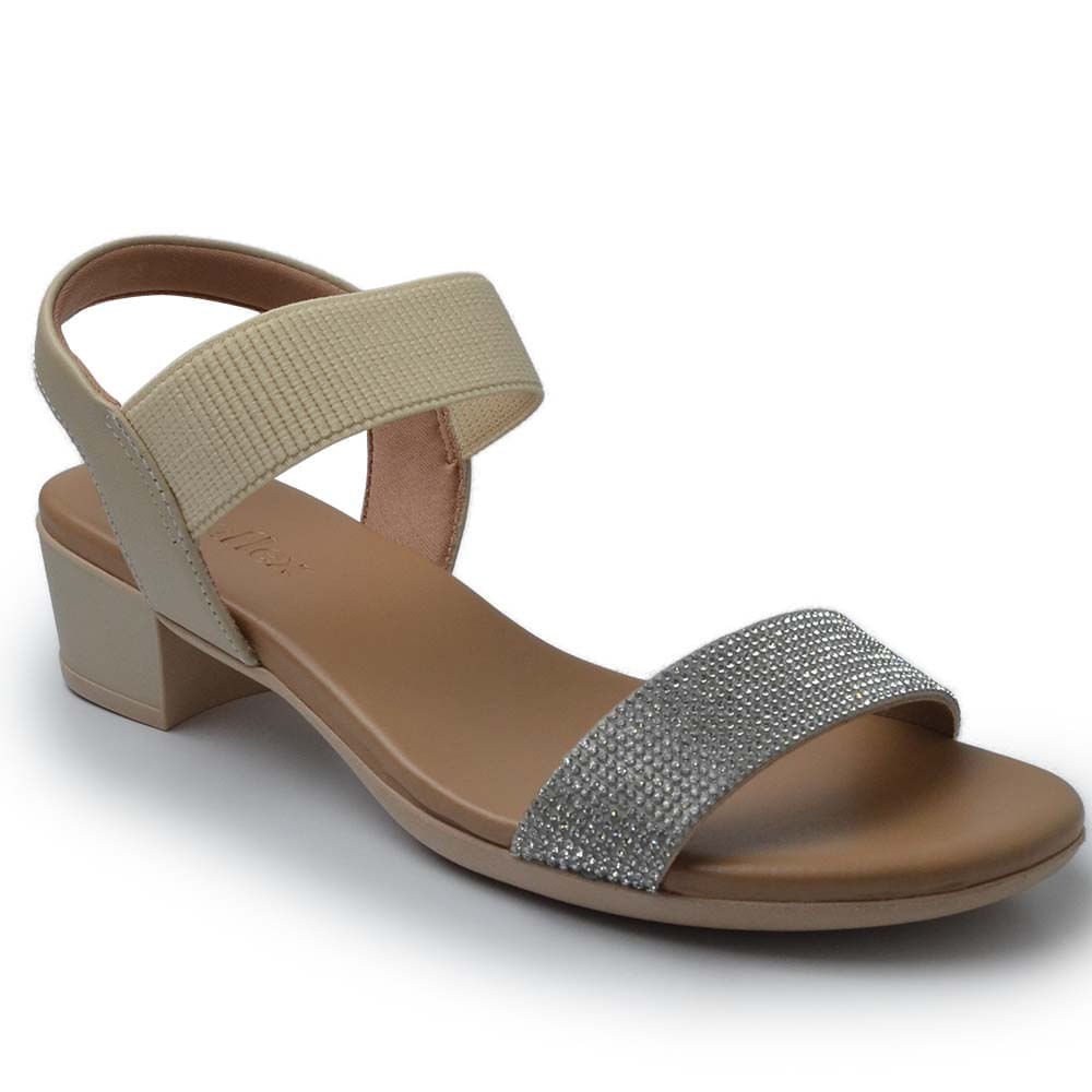 Sandália Usaflex Feminina Salto Baixo PA02001 Bege 2