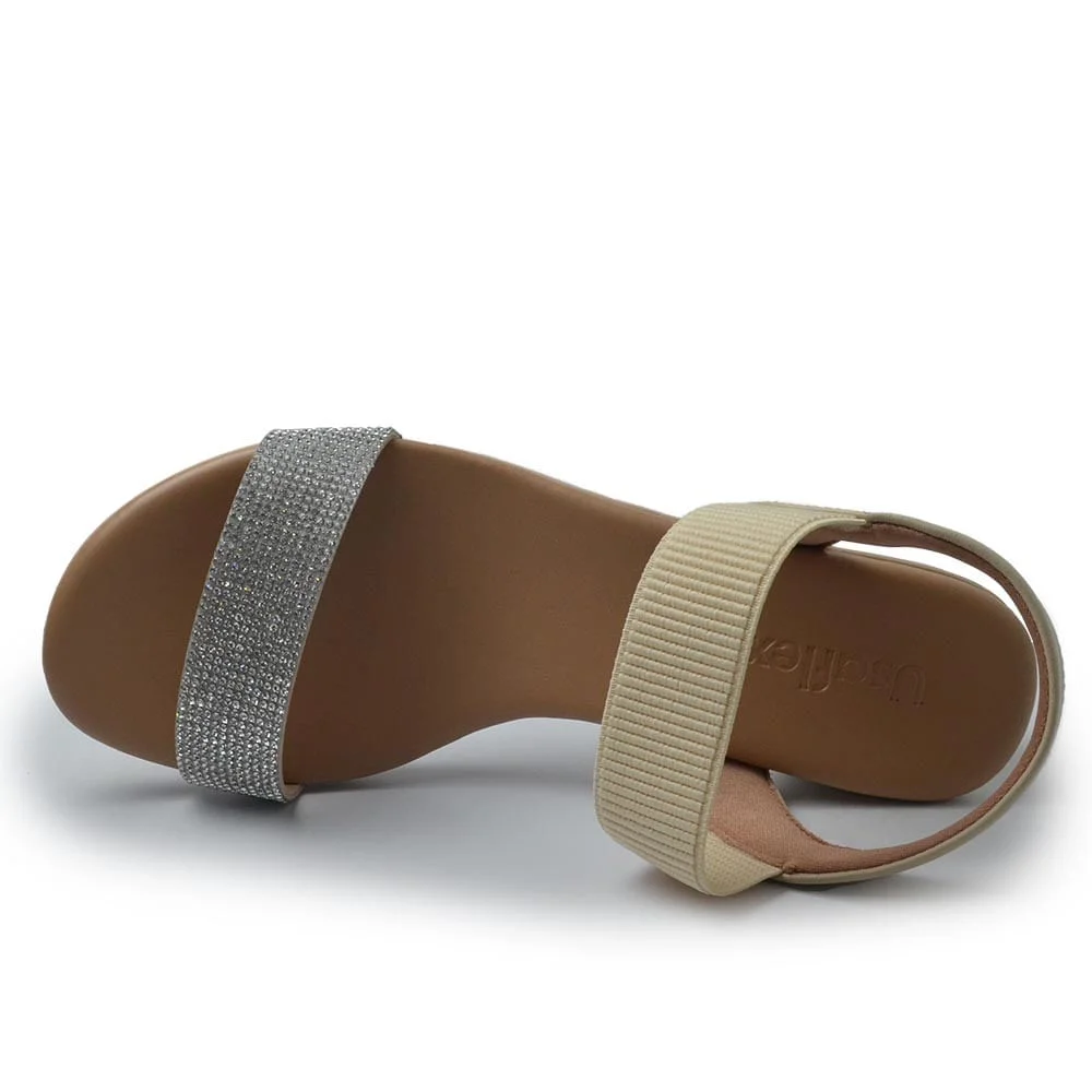 Sandália Usaflex Feminina Salto Baixo PA02001 Bege 4