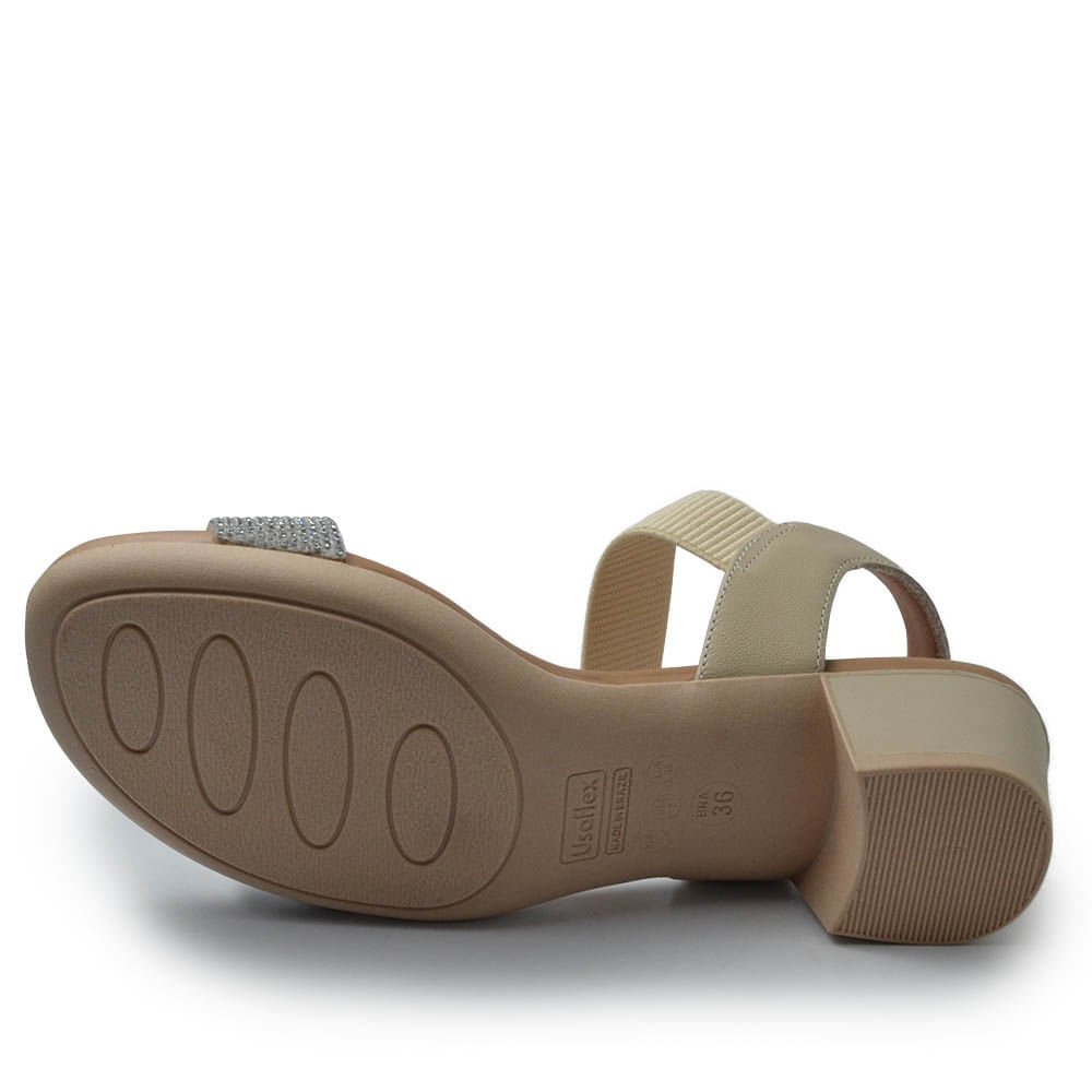 Sandália Usaflex Feminina Salto Baixo PA02001 Bege 5