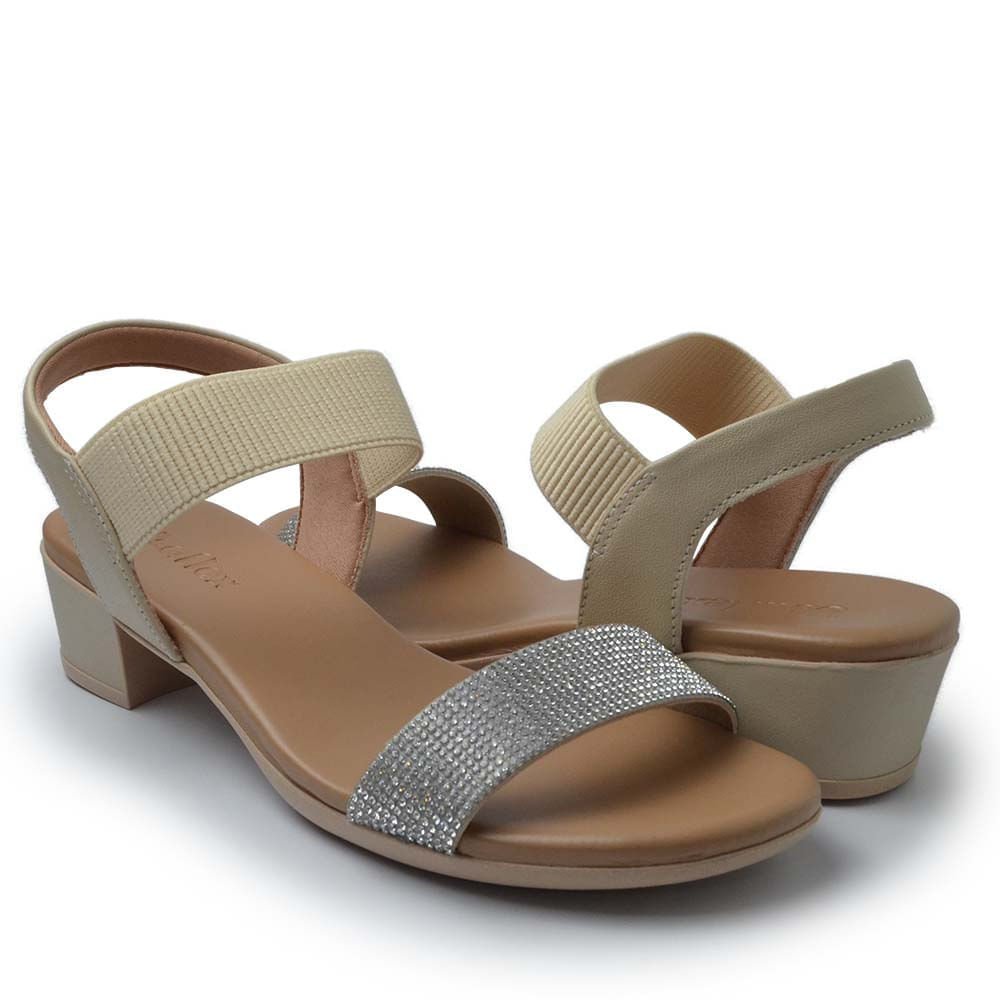 Sandália Usaflex Feminina Salto Baixo PA02001 Bege 6