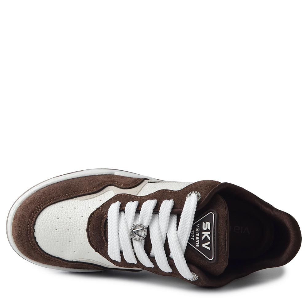 Tênis Casual Via Marte Feminino 276-012-13 Branco/Marrom 4
