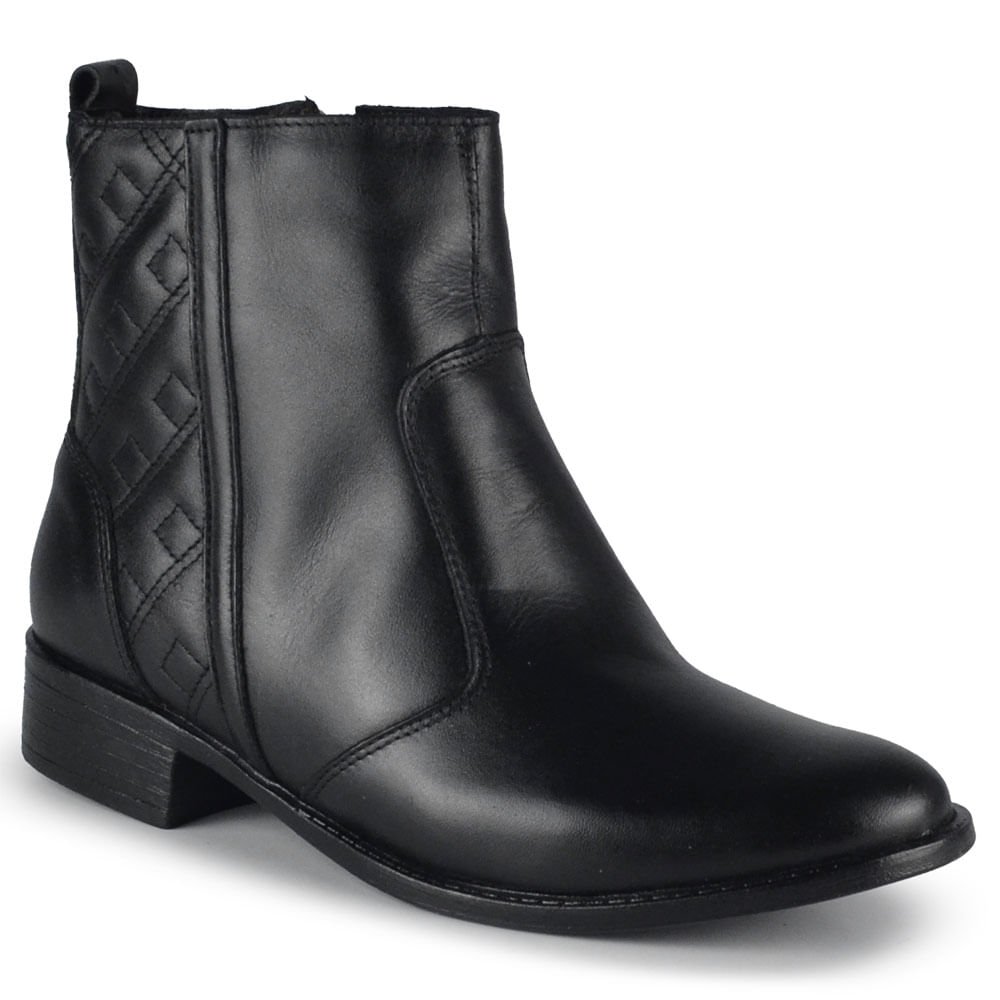Bota Cano Baixo Cazzuallen Feminina em Couro 87116 Preto 2