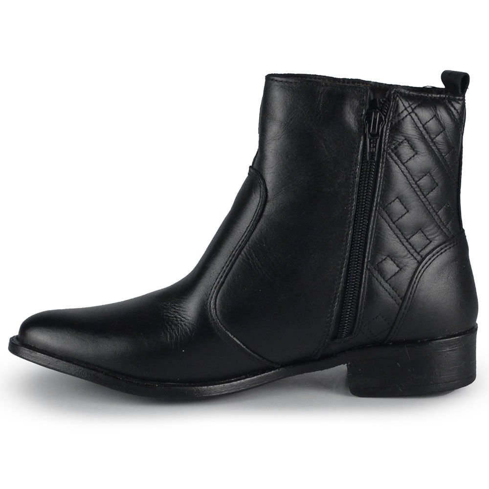 Bota Cano Baixo Cazzuallen Feminina em Couro 87116 Preto 3