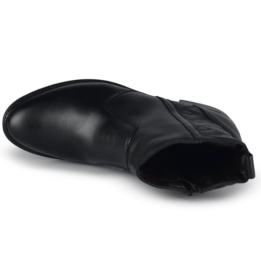Bota Cano Baixo Cazzuallen Feminina em Couro 87116 Preto 4