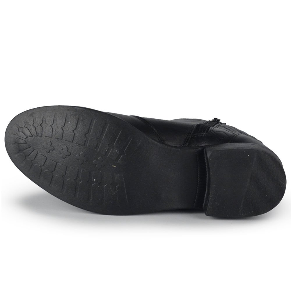 Bota Cano Baixo Cazzuallen Feminina em Couro 87116 Preto 5