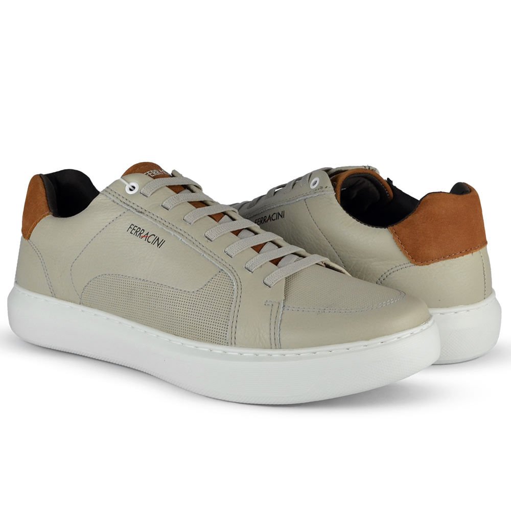 Sapatênis Masculino Ferracini Marvim Couro 7318 Bege 6