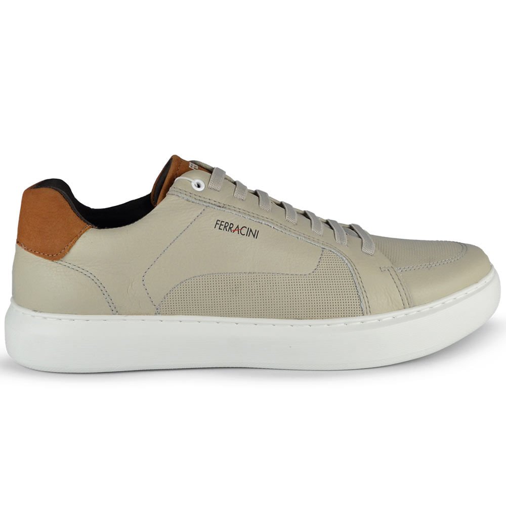 Sapatênis Masculino Ferracini Marvim Couro 7318 Bege 1