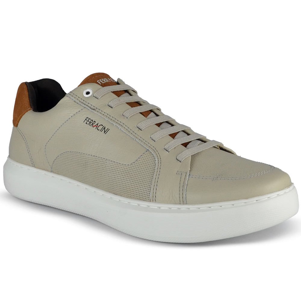 Sapatênis Masculino Ferracini Marvim Couro 7318 Bege 2