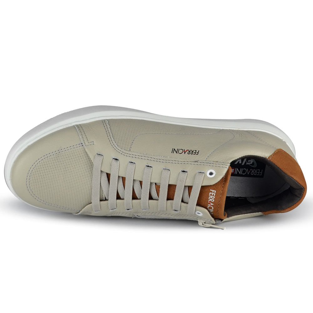 Sapatênis Masculino Ferracini Marvim Couro 7318 Bege 4