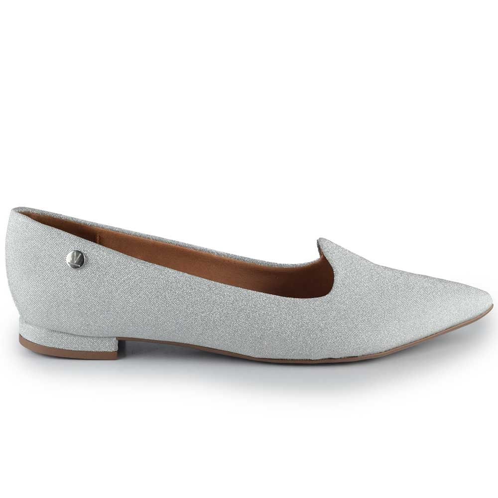 Sapatilha Feminina Bico Fino Glitter 1206.261 TELA Prata 6