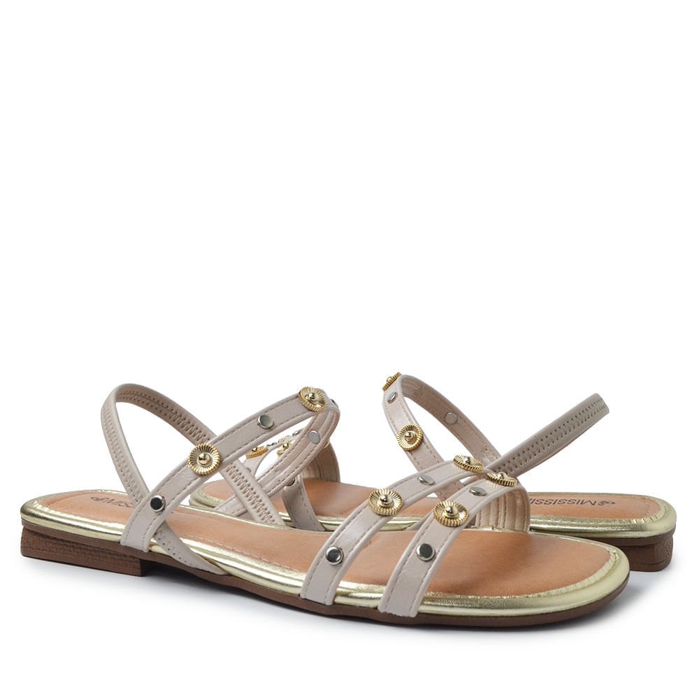 Sandália Rasteira Mississipi Feminina JO651 Bege 6