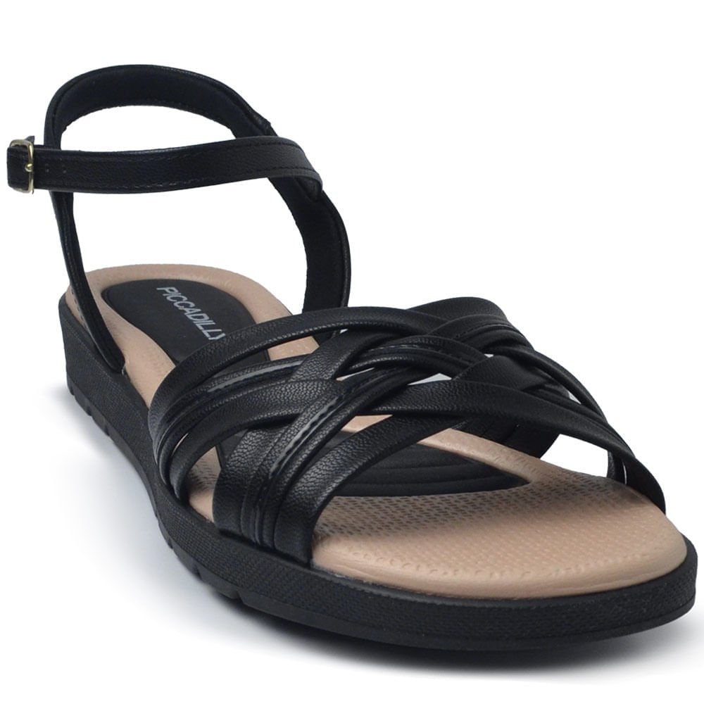 Sandália Rasteira Piccadilly Feminina 410035 Preto 2