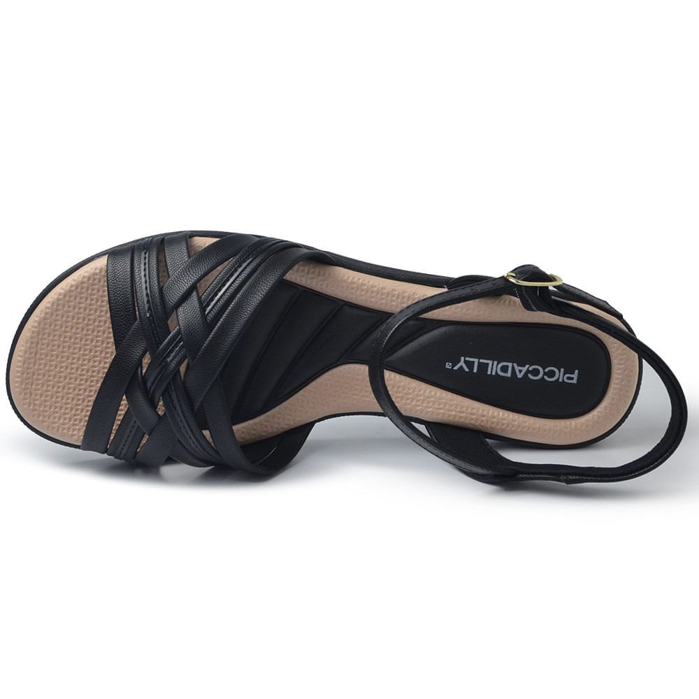 Sandália Rasteira Piccadilly Feminina 410035 Preto 4