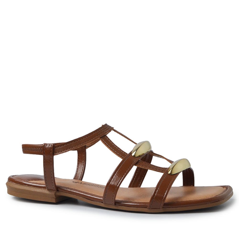 Sandália Rasteira Mississipi Feminina JO921 Marrom 2