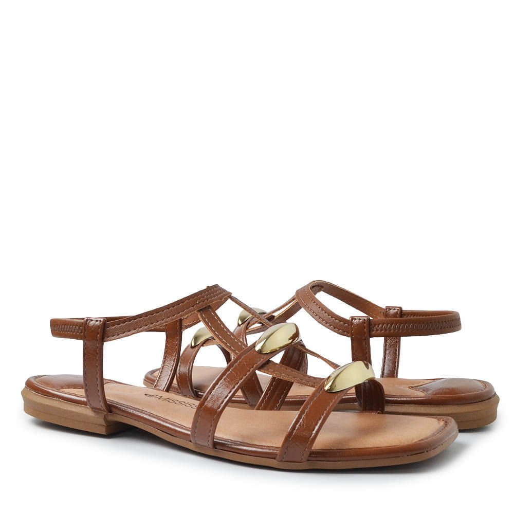 Sandália Rasteira Mississipi Feminina JO921 Marrom 6