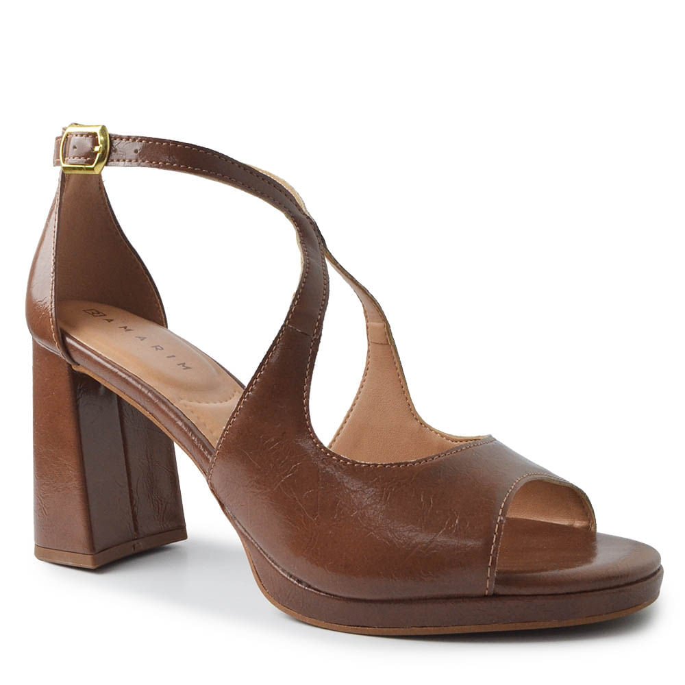 Sandália Salto Bloco Ramarim Feminina 2646103 Marrom 2
