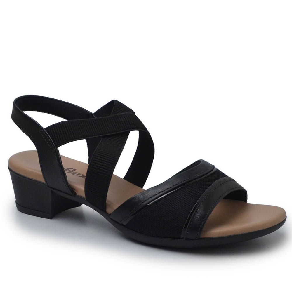 Sandália Usaflex Feminina Salto Baixo MM0803 Preto 2