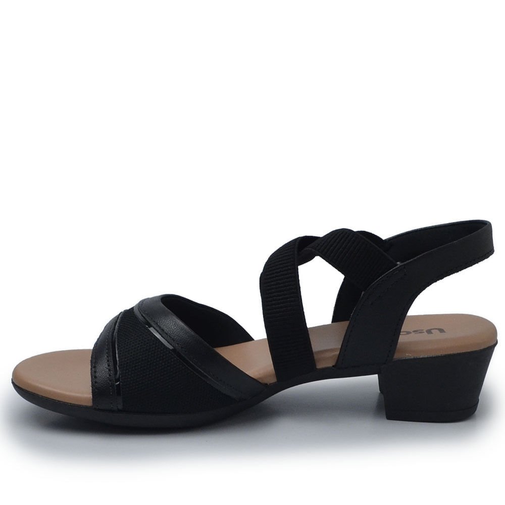 Sandália Usaflex Feminina Salto Baixo MM0803 Preto 3